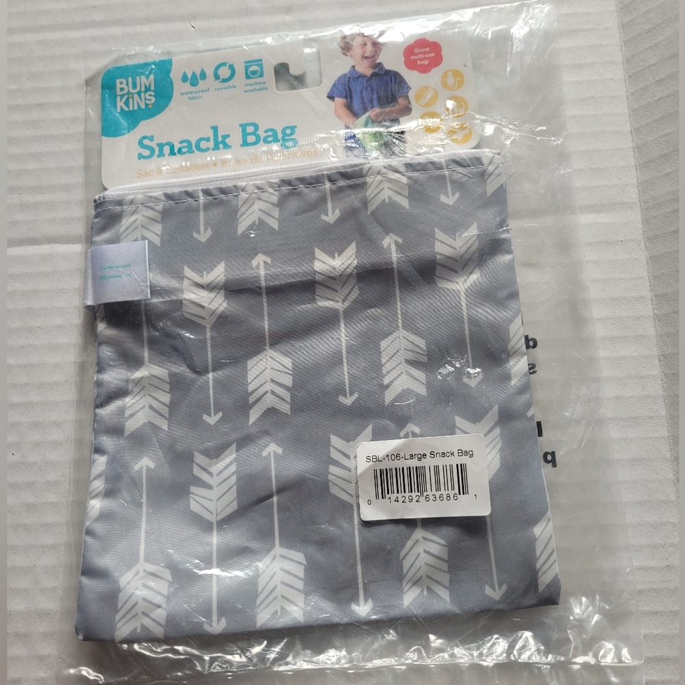 Bumkins Sandwich Bag / Reusable Snack Bag For Kids School Lunch (7" ×7", Arrows)